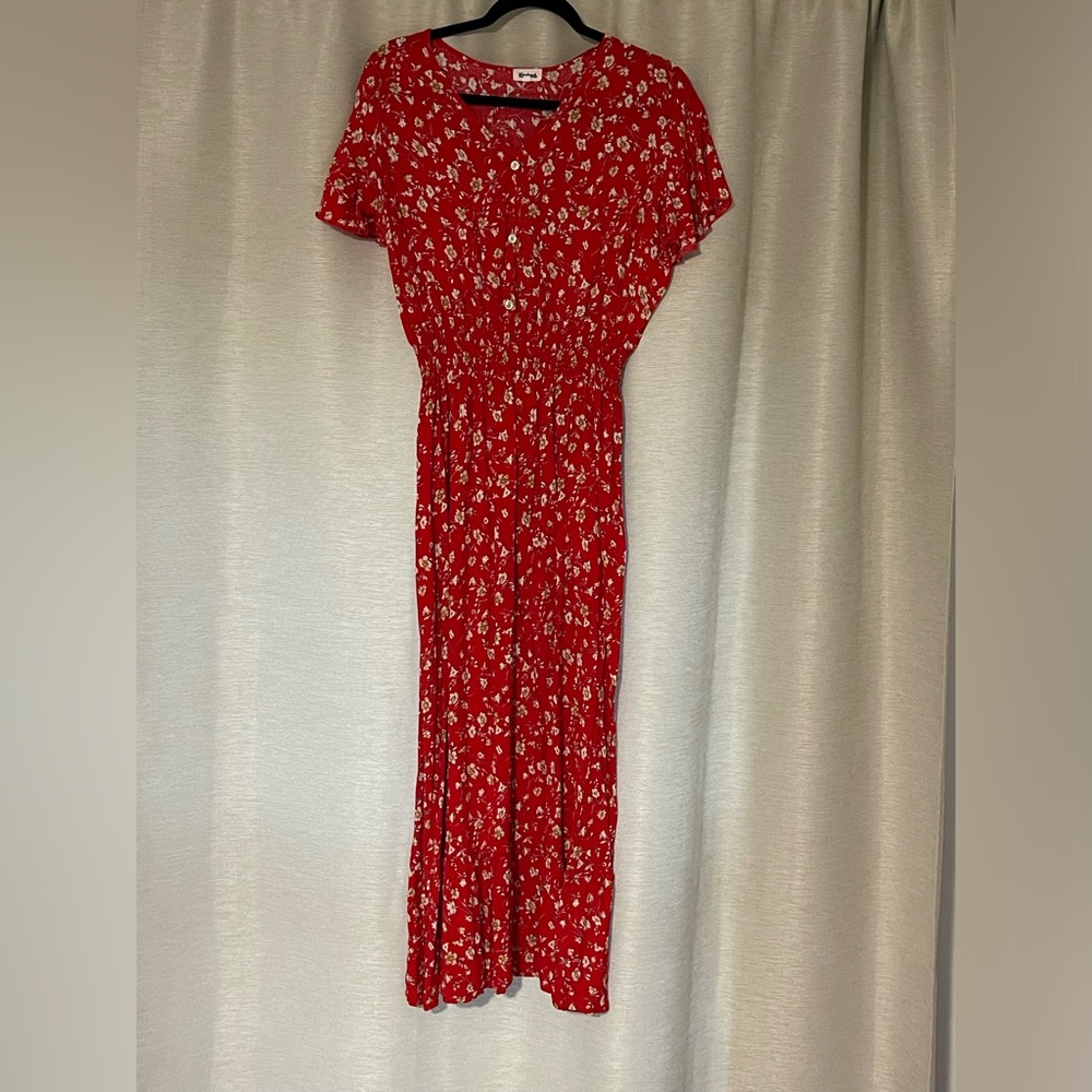Floral Red Dress